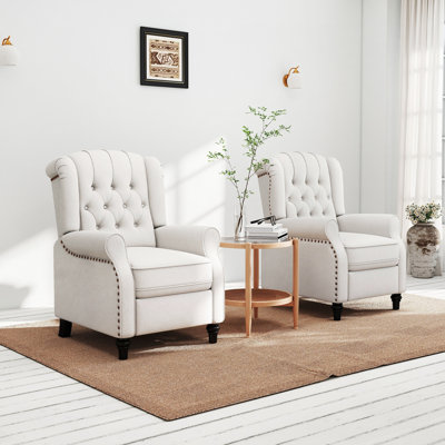 29.5" W Classic and Upholstered Soft Pushback Recliner With Rivets