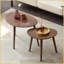 Solid Oak Mid-Century Coffee Table - Oval Staggered Heights, Formaldehyde-Free, Easy Assembly for Living Room