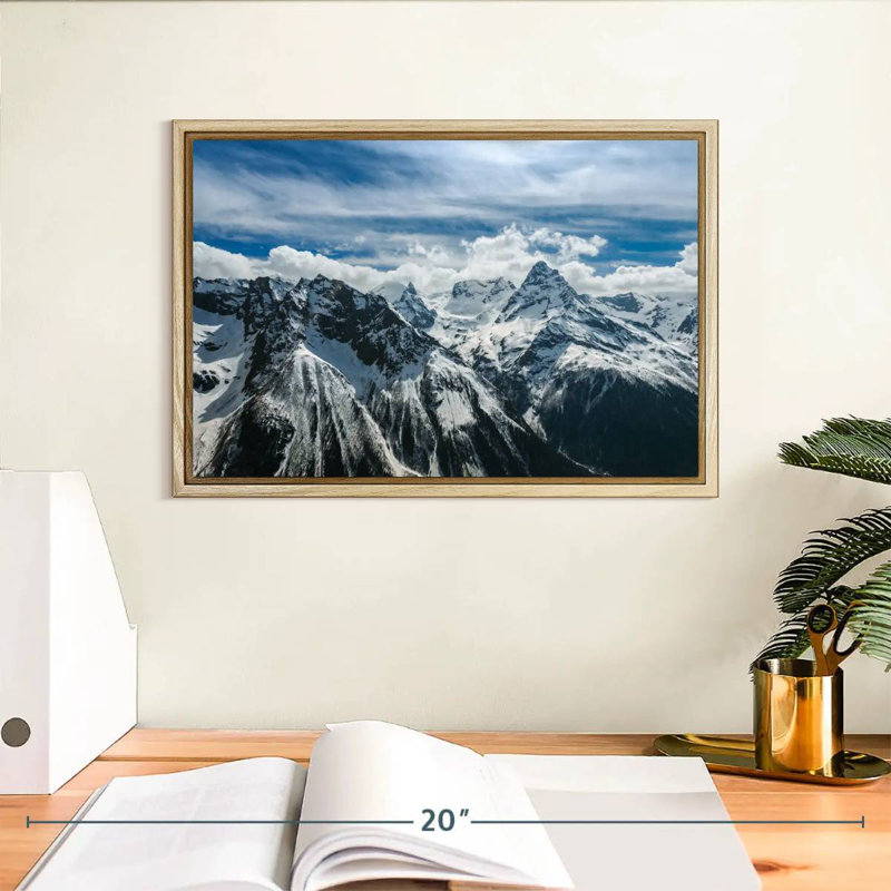Snow Mountain Peaks, Cadre flottant en bois naturel, 13 po x 9 po