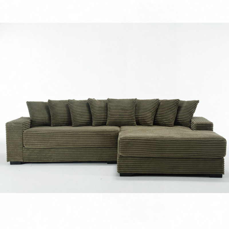 Oversized Two-Piece Couches, Green Corduroy
