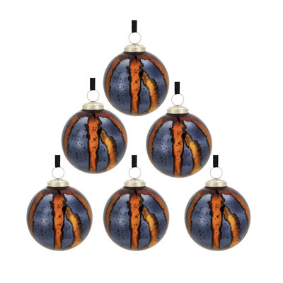 Ensemble de 6 boules de Noël en verre de 3,9 po - Boules suspendues décoratives pour décoration de fête