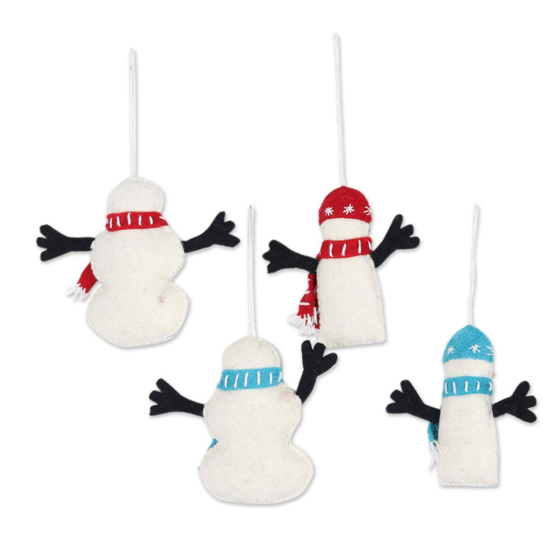 Ornement suspendu 4 pièces bonhomme de neige