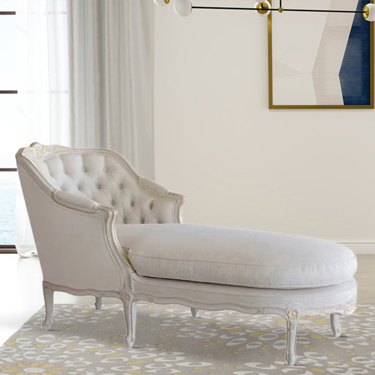 Mottla Upholstered Chaise Lounge One Allium Way Body Fabric: White Polyester Blend