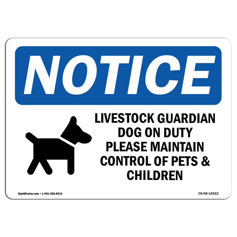 Enseigne de chien de garde en aluminium 10 po x 7 po