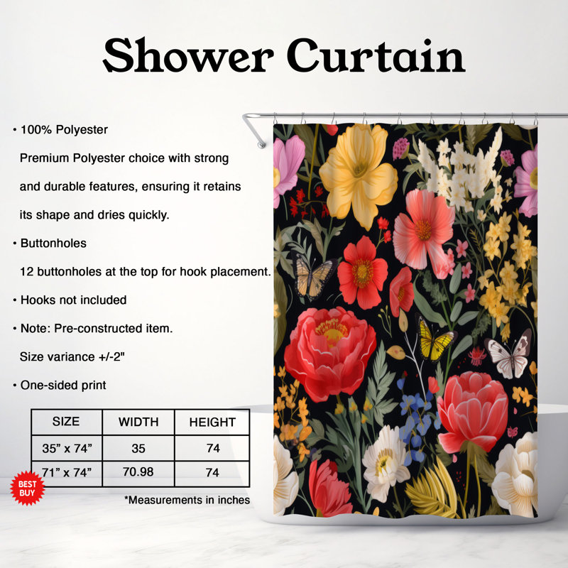 Rideau de douche Garden Eden - Premium, H 74 po x l 71 po