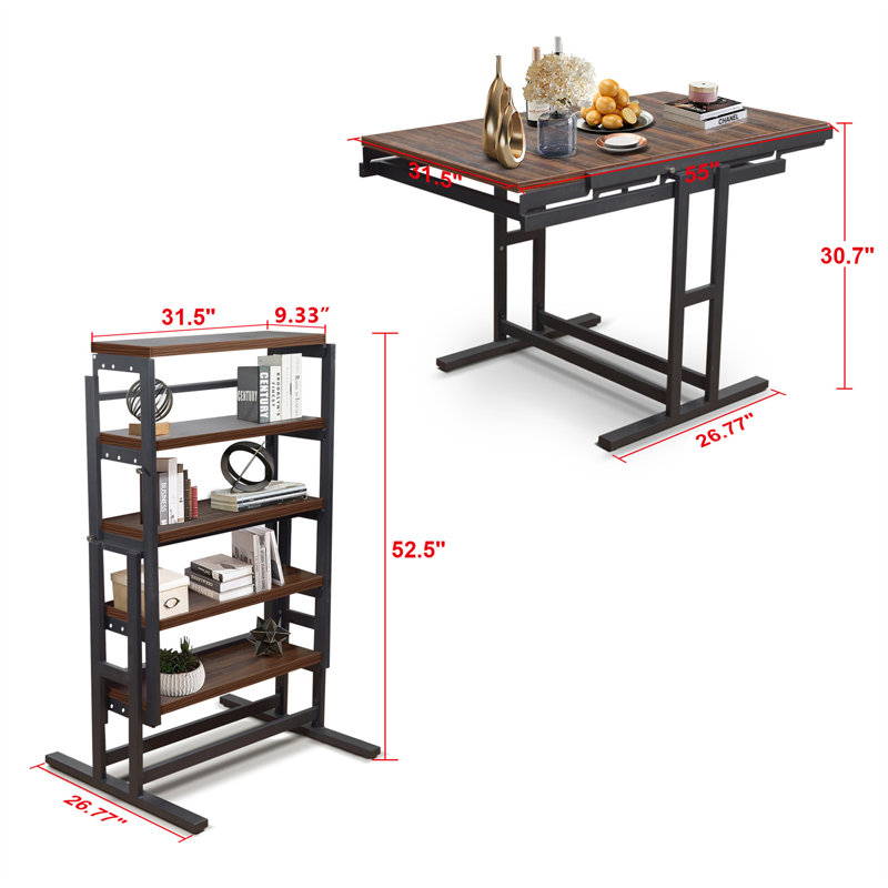 Bibliothèque standard H 29,5 "x l 55", Noyer foncé