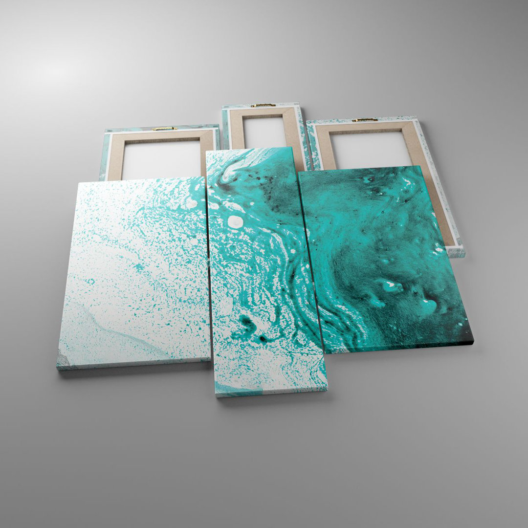 3-tlg. Leinwandbilder-Set Abstraction Turquoise Liquid