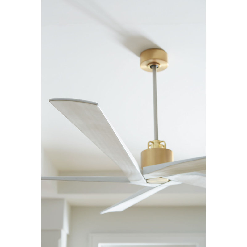 Aspen, Burnished Brass with Matte White Blades, 70" Wide