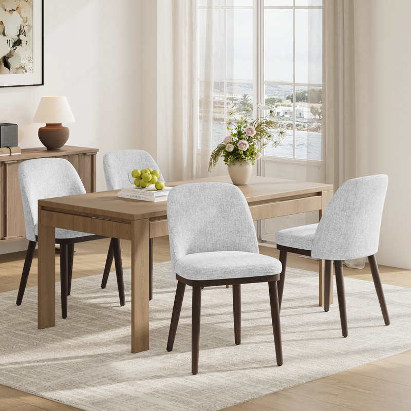 Chaise rembourrée en bois massif avec tissu doux, Gray