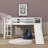 Twin Elevated Bed With Ladder And Slide Loft Design Including Safety Guardrails-117529623