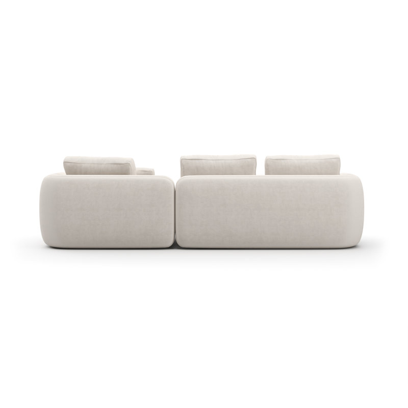 *Overlap Right Chaise Sec Small Ecru, Right Hand Facing, White Polyester Blend
