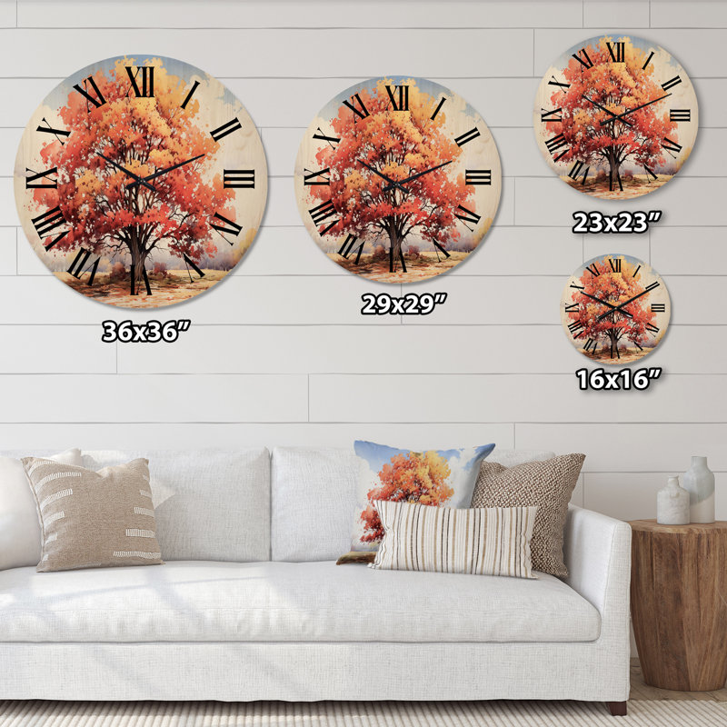 Horloge murale en bois massif Hyers, Très grand