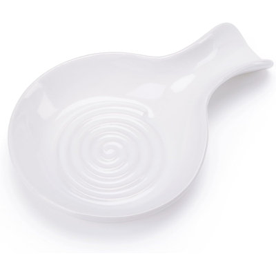 White Ceramic Spoon Holder 7"X 4.5"