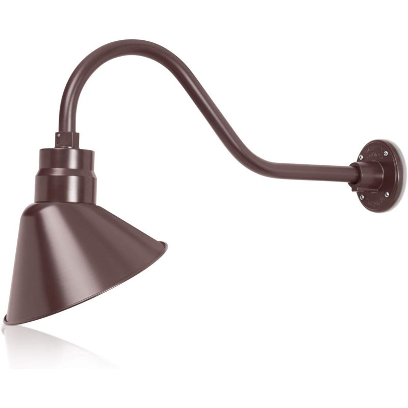 10in. Architectural Bronze Angle Shade Gooseneck Sign Light Fixture with 22in. Long Extension Arm - Wall Sconce Farmhouse, Vintage, Antique - UL Listed - 9W 900lm A19 LED Bulb (5000K Cool White)