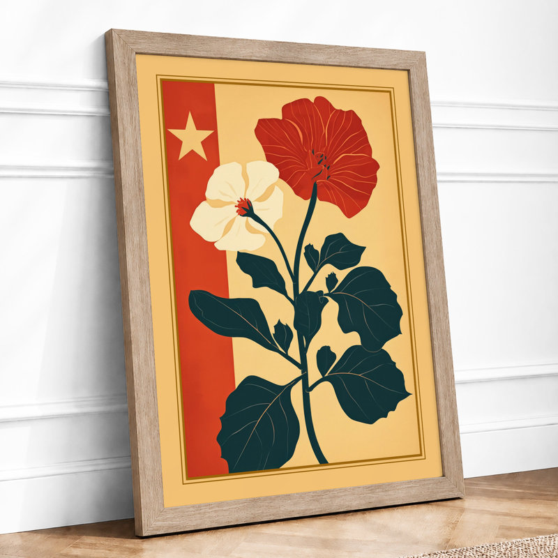 Gilded Bloom Botanical - Framed Print, A4 - 29.7 x 21.0 cm, Oak