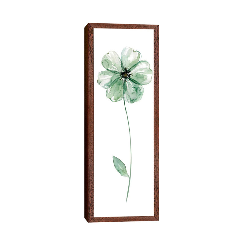 Sage Flower I by Carol Robinson - Panoramic Painting on Canvas, Classic Brown Wood Framed, 30.48 cm H x 91.44 cm W