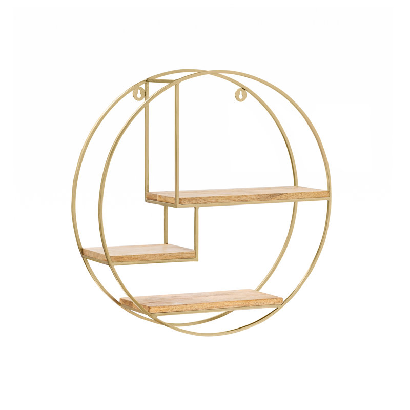 Elysant 3 Piece Circle Floating Shelf, Gold