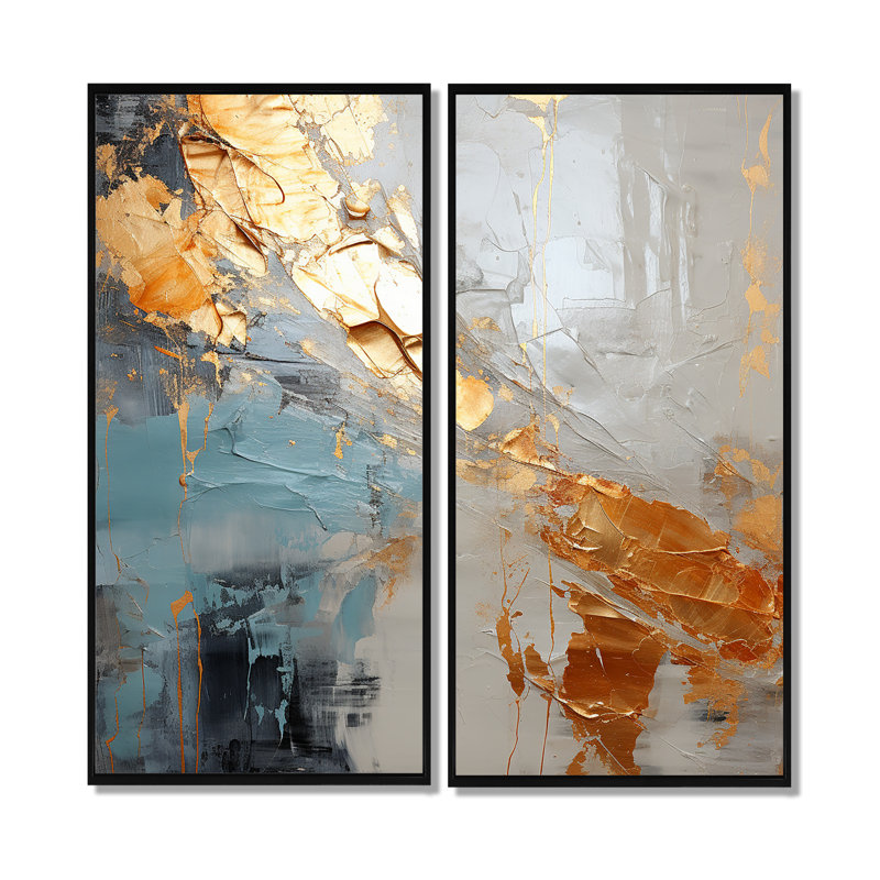 Or et gris, formes liquides modernes III - formes abstraites modernes, art mural, 32" H x 32" W, Black