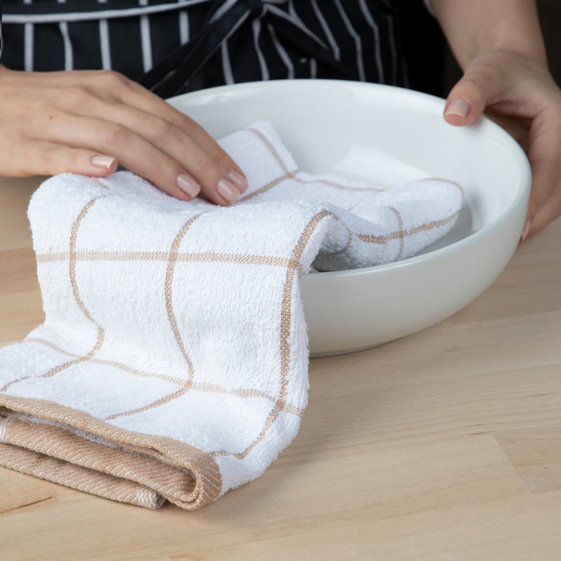 Cook's Linen 100% Cotton 15x25 Kitchen Towels (12 Pack), Tan