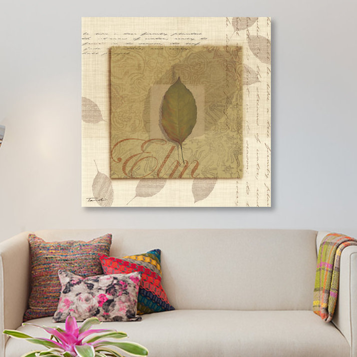 « orme », reproduction d’impression sur toile tendue, H 18 po x l 18 po x P 1,5 po, Toile avec cadre noir, Pas de tapis