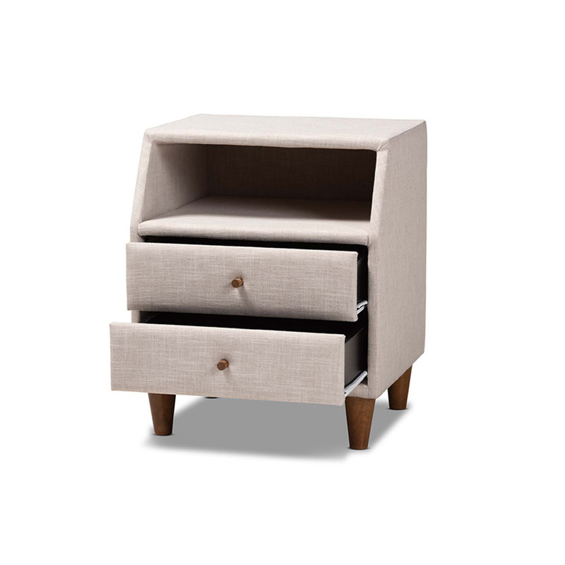 Table de chevet 2 tiroirs Jonesy, Beige