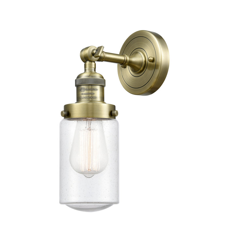 Armed Sconce, Seedy, Antique Brass, 6 Watt Vinage LED Bulb