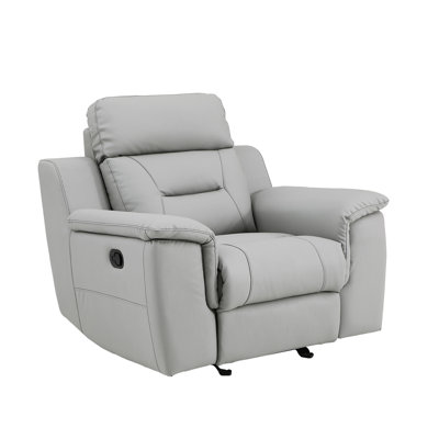 Fauteuil inclinable en cuir dur séché au four - Gris mousse avec support lombaire et fabrication à ressorts