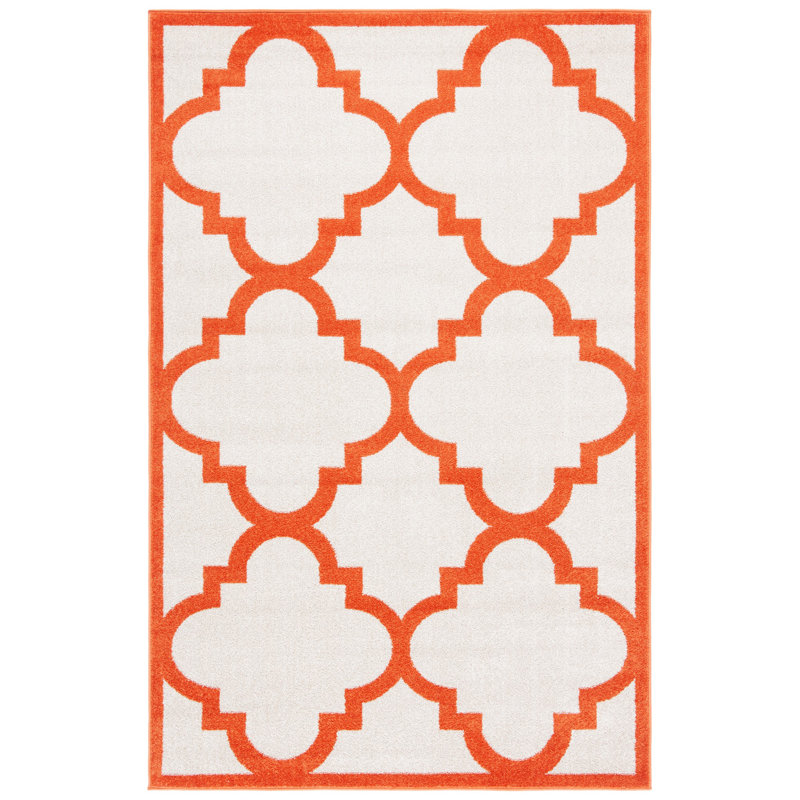 Ammundsen Geometric Beige/Orange Area Rug, Rectangle 6' x 9'