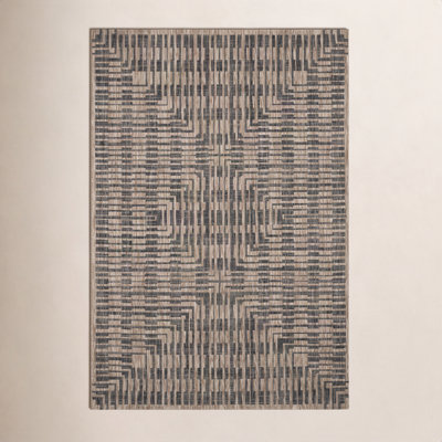 Tiza Brown Black Geometric Outdoor Rug
