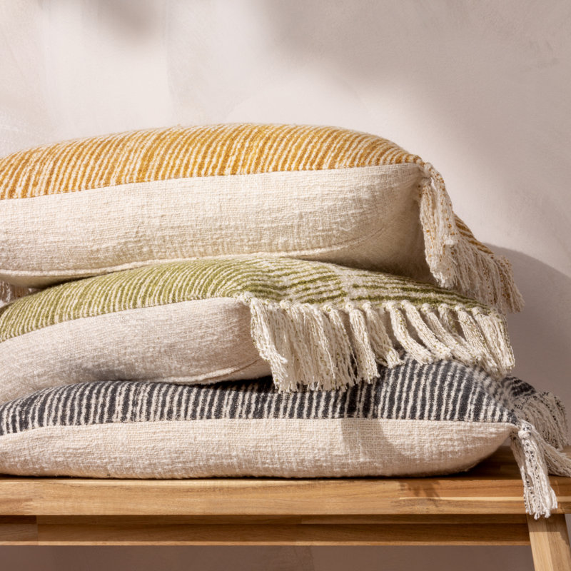 Sono Ink Striped Rectangular Cushion, Cumin
