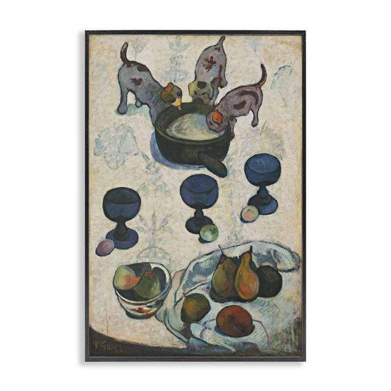 Art classique, giclée encadrée de trois chiots par one1000paintings, Giclée encadrée noir minuit, H 30 po x l 20 po