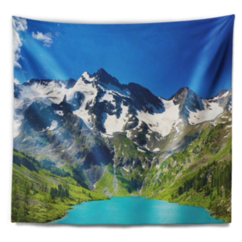 Photographie green mountain lake tapestry, H 32 po x l 39 po