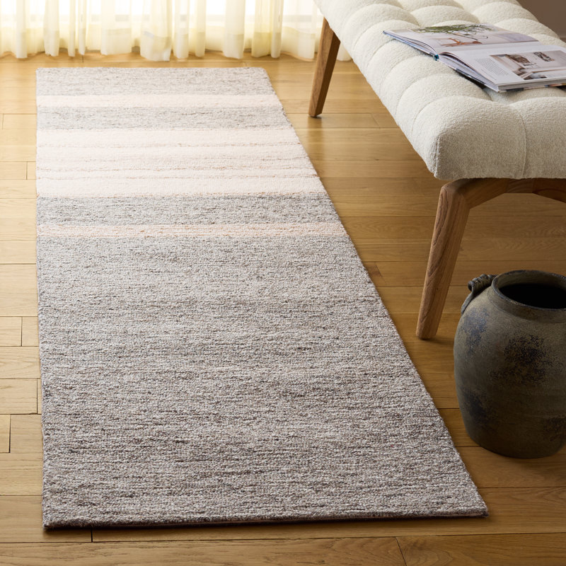 Pine 802 Hand Tufted Wool/Cotton/Latex Abstract Rug in Beige/Ivory, Runner 2'3" x 8'