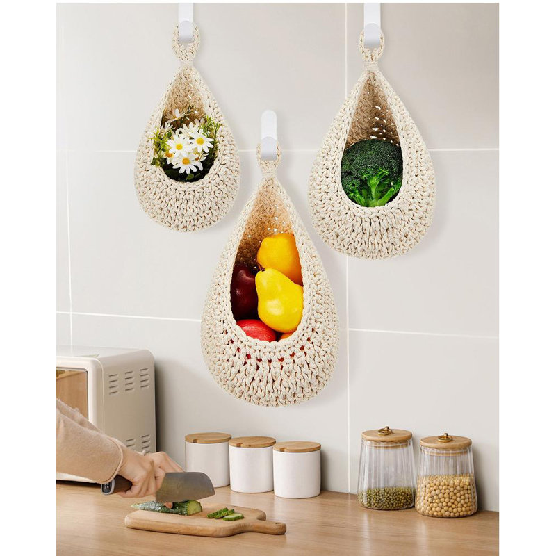 Filet de rangement à suspendre au mur en coton tissé à la main, L 11,82 po x H 13,79 po x P 9,3 po