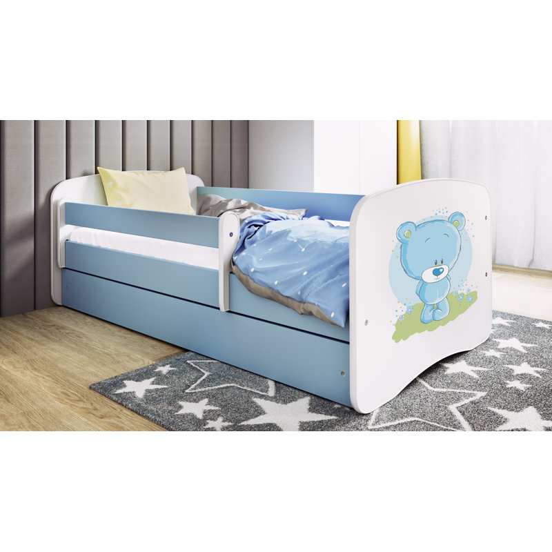 Cicero Drawer Convertible Bed and Mattress, Blue, Toddler (81 x 145 cm)