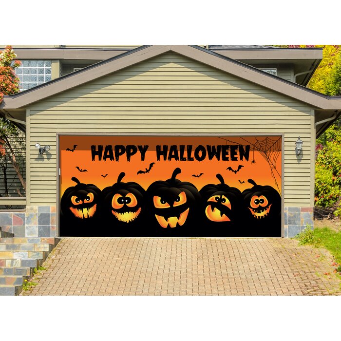 The Holiday Aisle® Happy Halloween Jack-O-Lanterns Garage Door Mural ...