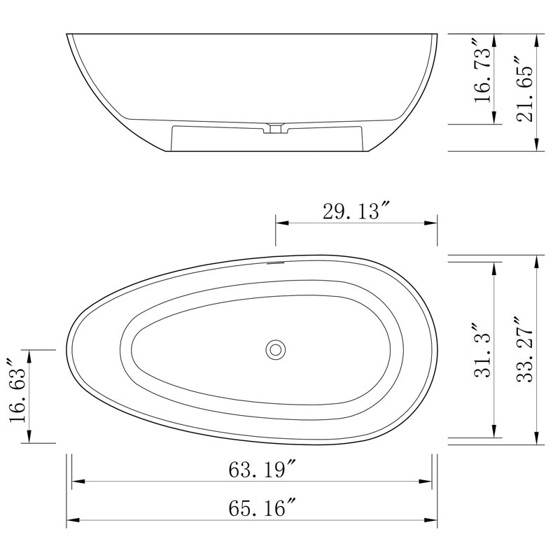 Baignoire de trempage autoportante à surface solide de 65 pouces en gris ciment, forme ovale, finition mate, style rétro de luxe industriel moderne pour salle de bain de surface, drain central,
