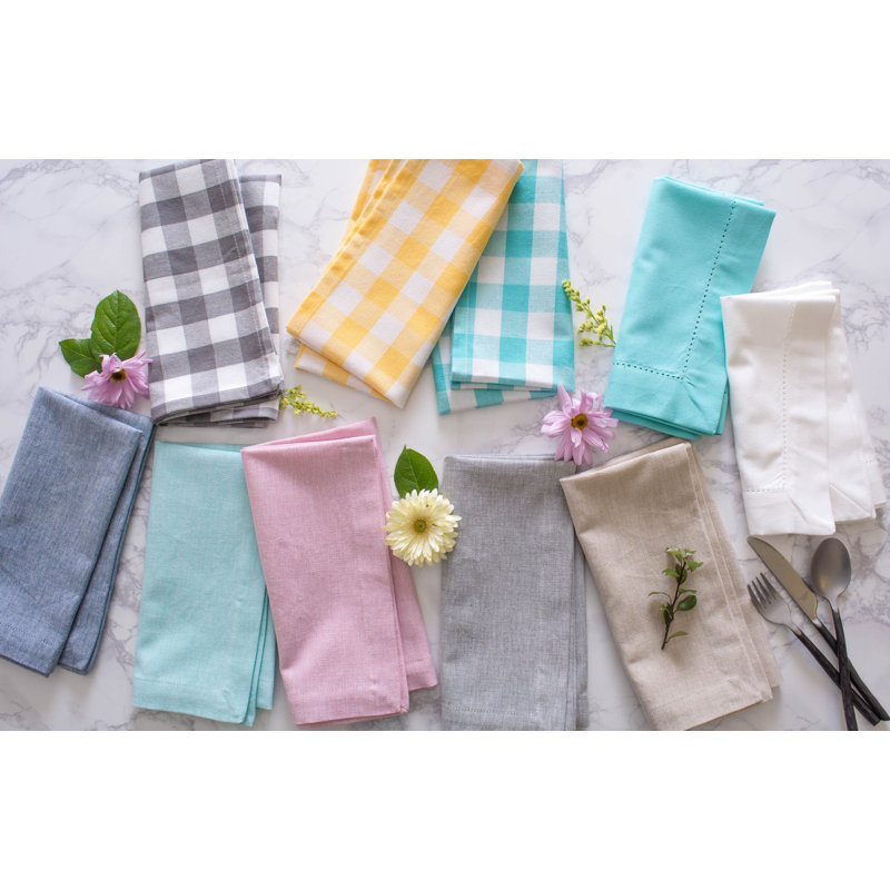 Kristina Cotton Square Napkin, Chambray Aqua