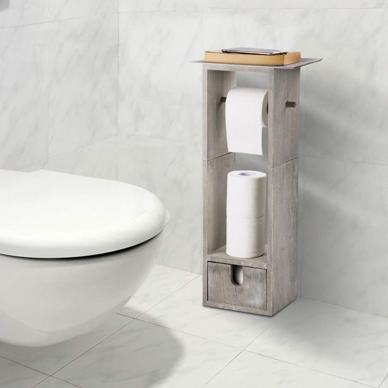 Porte-papier hygiénique sur pied, Gris rustique