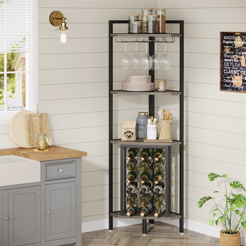 Aniessa Wine Bottle & Glass Rack, Grey