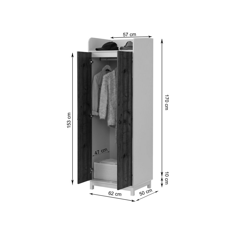 Gilden 2 Door Manufactured Wood Wardrobe