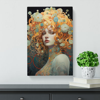 Woman With Curls Nouveau - Print