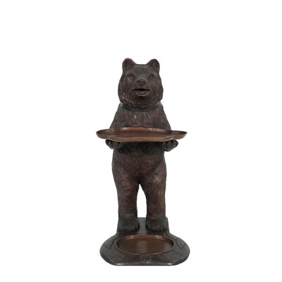 Bronze Bear Holding Tray Sculpture