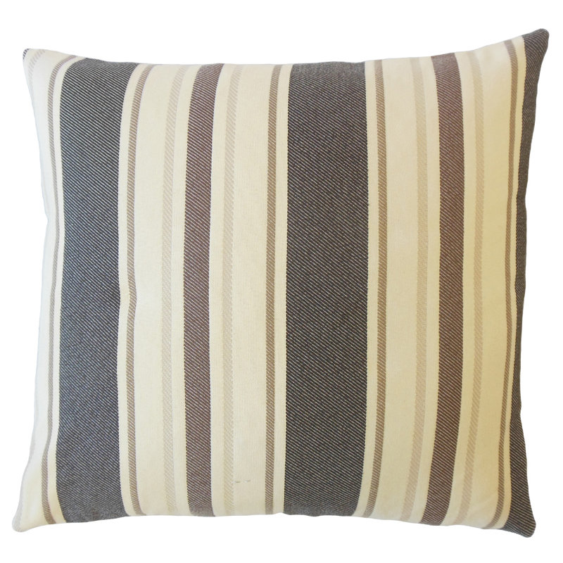 Yeriel Striped Reversible Throw Pillow, Granite, 12" x  18"