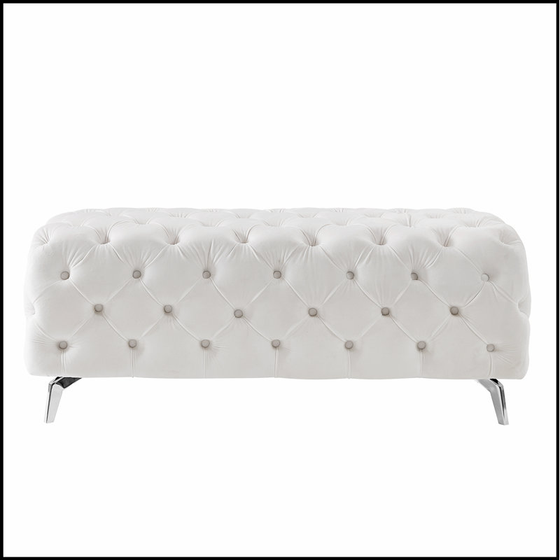 Banc avec repose-pieds capitonné et repose-pieds en velours