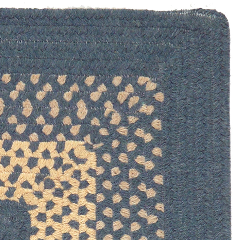 Tapis bleu en laine tressé à la main Montagna, Rectangle 12 pi x 15 pi