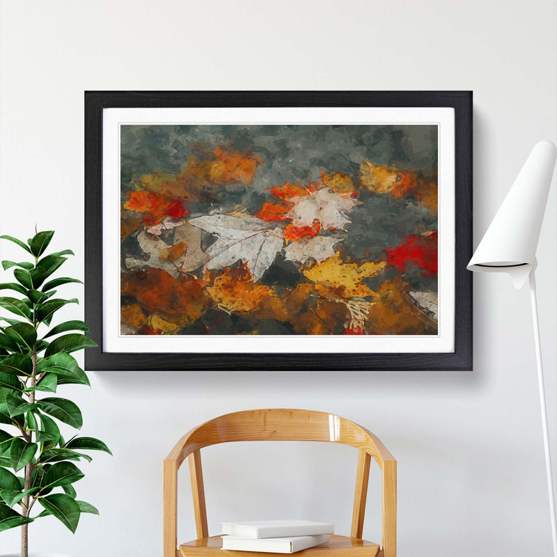 Leaves in Autumn in Abstract - Framed Print, 62cm H x 87cm W x 2cm D, Black Framed