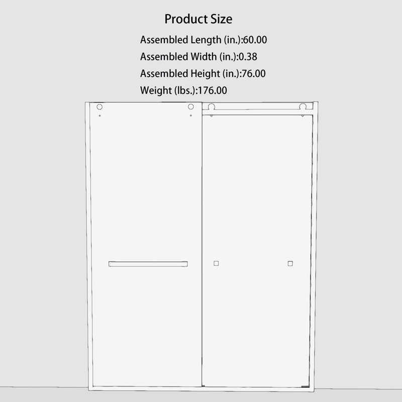 60 in. x 76 in. Matte Black Frameless Sliding Shower Door