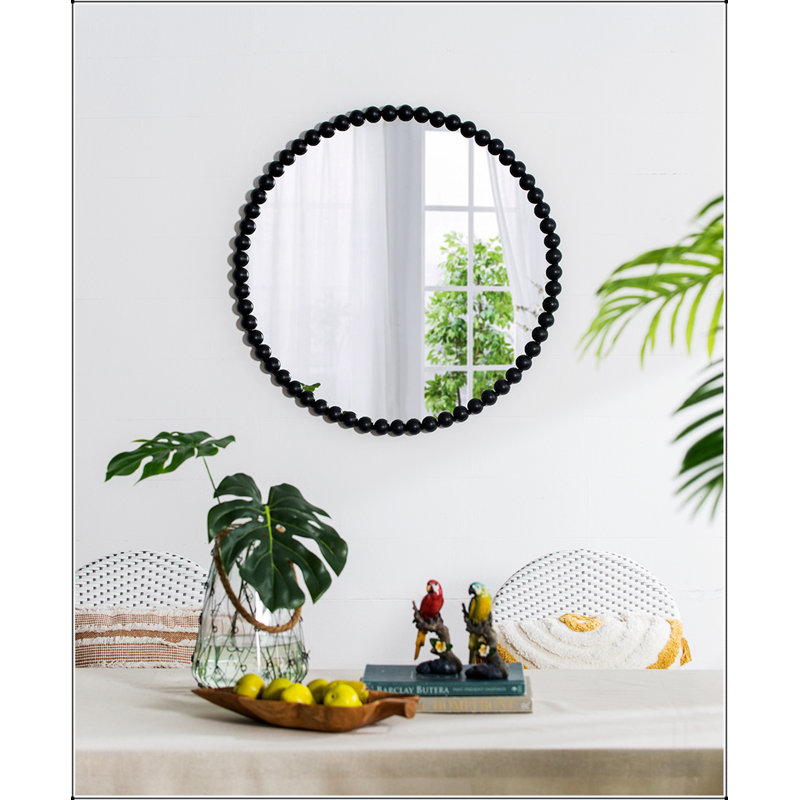 Miroir circulaire 32 po avec cadre perlé en métal