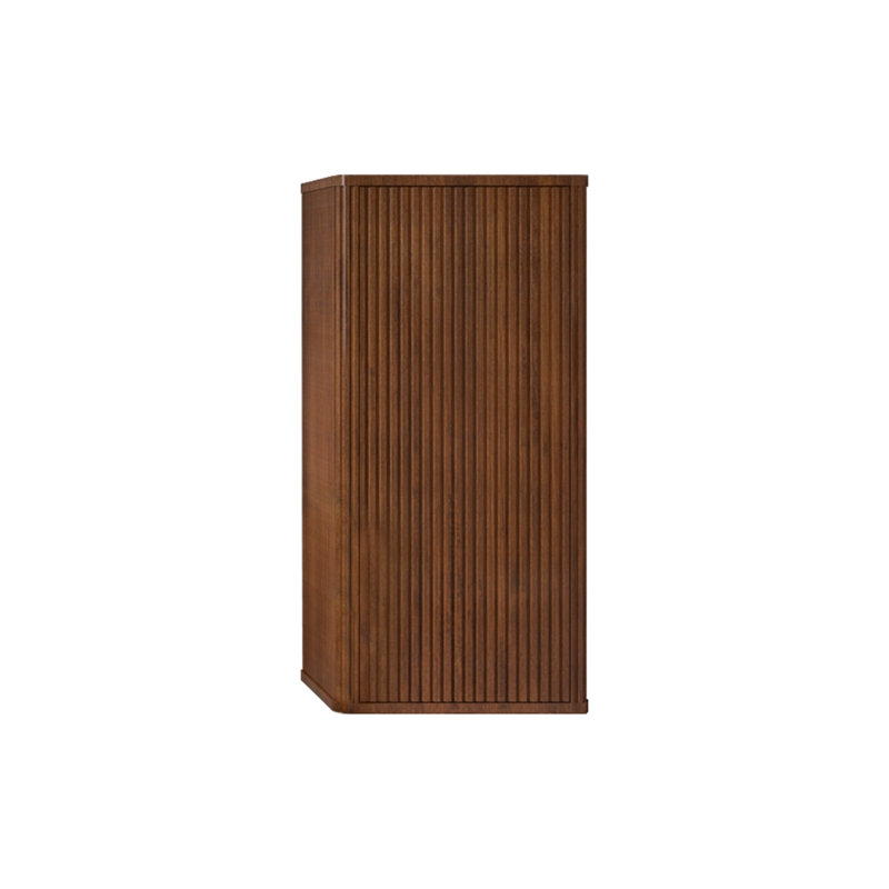 Striped Walnut Bathroom Floating Side Cabinet, Wall-Mounted Storage For Small Spaces, Pre-Assembled And Stylish, Walnut